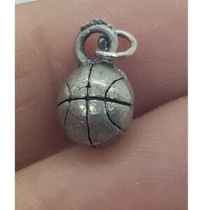Vintage Basketball Charm Pendant Silver Tone Sports Jewelry Collectible